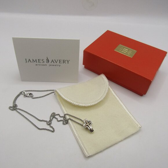 James Avery Gold and Silver Mission Cross Pendant with 16" Chain - Picture 1 of 14